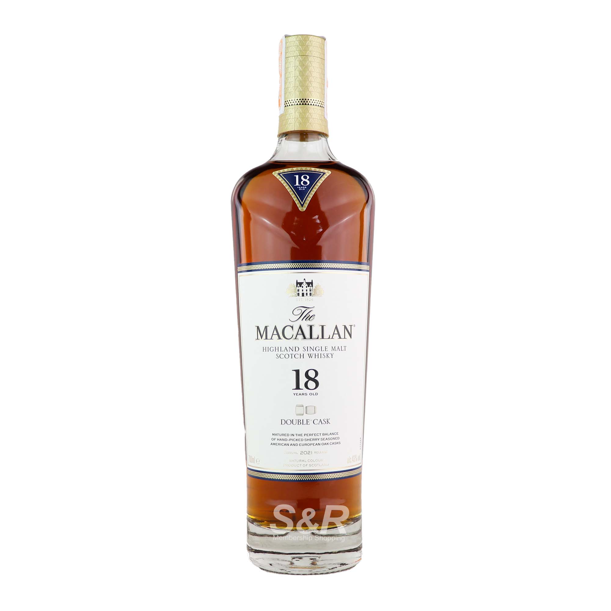 The Macallan Aged 18 Years Highland Single Malt Scotch Whisky 700mL
